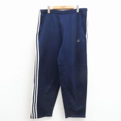 W35★古着 アディダス adidas ジャージ パンツ メンズ 90年代 90s ワンポイントロゴ USA製 紺 3本ライン【spe】 26apr24