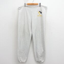 W39★古着 ラッセル スウェット パンツ メンズ 90年代 90s NHL ピッツバーグペンギンズ USA製 グレー 霜降り アイスホッケー【spe】 26apr30