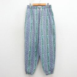 W34★古着 イージー パンツ メンズ 90年代 90s コットン USA製 水色他【spe】 26apr30