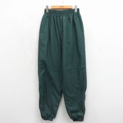 チャンピオン ナイロンパンツ ワンポイントロゴ グリーン 実寸W32 | 古着