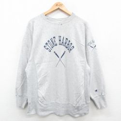 L★古着 長袖 チャンピオン Champion リバースウィーブ メンズ 80年代 80s ストーンハーバー クルーネック USA製 薄グレー 霜降り 【spe】 24sep04 中古 スウェット スエット トレーナー トップス