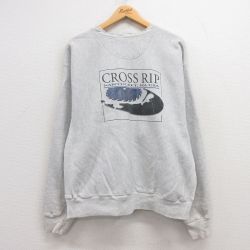 チャンピオン 00s リバースウィーブスウェット CROSS RIP グレー XL | 古着
