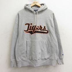 XL★古着 長袖 チャンピオン Champion リバースウィーブ パーカー メンズ 00年代 00s タイガース グレー 霜降り 24nov06 中古 スウェット スエット トレーナー トップス
