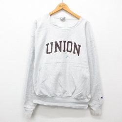 XL★古着 長袖 チャンピオン Champion リバースウィーブ メンズ 00年代 00s UNION 大きいサイズ クルーネック 薄グレー 霜降り 24nov15 中古 スウェット スエット トレーナー トップス