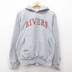 M★古着 長袖 チャンピオン Champion リバースウィーブ パーカー メンズ 00年代 00s RIVERS グレー 霜降り 24nov26 中古 スウェット スエット トレーナー トップス