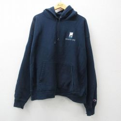 XL★古着 長袖 チャンピオン Champion リバースウィーブ パーカー メンズ 00年代 00s ジョンソン JOHNSON 大きいサイズ 濃紺 ネイビー 24dec18 中古 スウェット スエット トレーナー トップス