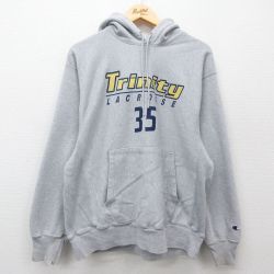 L★古着 長袖 チャンピオン Champion リバースウィーブ パーカー メンズ 00年代 00s Trinity ラクロス グレー 霜降り 25feb12 中古 スウェット スエット トレーナー トップス