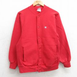 S★古着 長袖 チャンピオン Champion リバースウィーブ フルスナップ カーディガン メンズ 80年代 80s ワンポイントロゴ USA製 赤 レッド 【spe】 25feb17 中古 スウェット スエット トレーナー トップス