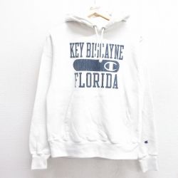 M★古着 長袖 チャンピオン Champion リバースウィーブ パーカー メンズ フロリダ 白 ホワイト 25feb28 中古 スウェット スエット トレーナー トップス