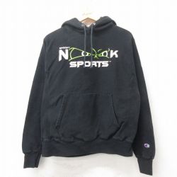 M★古着 長袖 チャンピオン Champion リバースウィーブ パーカー メンズ スポーツ 黒 ブラック 25mar01 中古 スウェット スエット トレーナー トップス