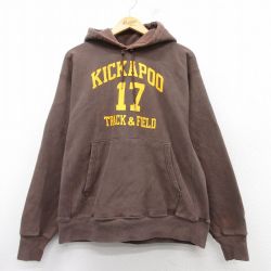 XL★古着 長袖 チャンピオン Champion リバースウィーブ パーカー メンズ 00年代 00s KICKAPOO 茶 ブラウン 25mar07 中古 スウェット スエット トレーナー トップス