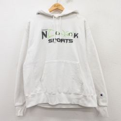 【50%OFF】XL★古着 長袖 チャンピオン Champion リバースウィーブ パーカー メンズ SPOOKY 白 ホワイト 25mar10 中古 スウェット スエット トレーナー トップス