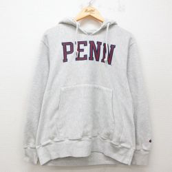 L★古着 長袖 チャンピオン Champion リバースウィーブ パーカー メンズ PENN 薄グレー 霜降り 25mar22 中古 スウェット スエット トレーナー トップス