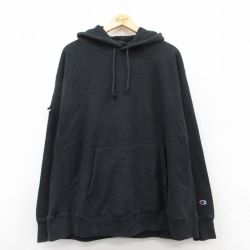 XL★古着 長袖 チャンピオン Champion リバースウィーブ パーカー メンズ ROLFE 大きいサイズ 黒 ブラック 25apr09 中古 スウェット スエット トレーナー トップス