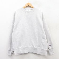 XL★古着 長袖 チャンピオン Champion リバースウィーブ メンズ クルーネック 薄グレー 霜降り 25apr10 中古 スウェット スエット トレーナー トップス
