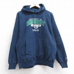 【20%OFF】L★古着 長袖 チャンピオン Champion リバースウィーブ パーカー メンズ 00年代 00s エンディコット ラクロス 紺 ネイビー 25apr12 中古 スウェット スエット トレーナー トップス