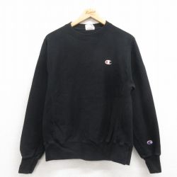 M★古着 長袖 チャンピオン Champion リバースウィーブ メンズ ワンポイントロゴ クルーネック 25sep02 中古 スウェット スエット トレーナー トップス