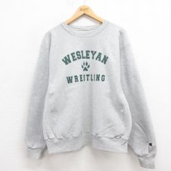 L★古着 長袖 チャンピオン Champion リバースウィーブ メンズ 00年代 00s レスリング クルーネック グレー 霜降り 25sep20 中古 スウェット スエット トレーナー トップス