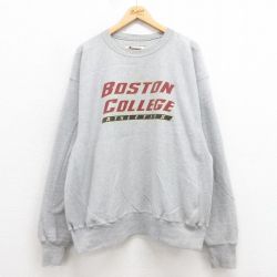 XL★古着 長袖 チャンピオン Champion リバースウィーブ メンズ 00年代 00s ボストン 大きいサイズ クルーネック グレー 霜降り 25sep20 中古 スウェット スエット トレーナー トップス