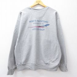 XL★古着 長袖 チャンピオン Champion リバースウィーブ メンズ 00年代 00s MIKES PAINTING 大きいサイズ クルーネック グレー 霜降り 25sep22 中古 スウェット スエット トレーナー トップス