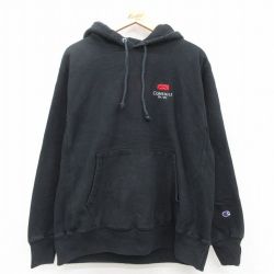 L★古着 長袖 チャンピオン Champion リバースウィーブ パーカー メンズ CONSIGLI 黒 ブラック 25oct03 中古 スウェット スエット トレーナー トップス
