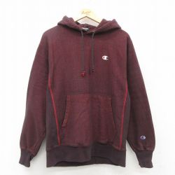M★古着 長袖 チャンピオン Champion リバースウィーブ パーカー メンズ ワンポイントロゴ エンジ系他 25oct03 中古 スウェット スエット トレーナー トップス