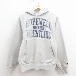M★古着 長袖 チャンピオン Champion リバースウィーブ パーカー メンズ 00年代 00s レスリング グレー 霜降り 25nov25