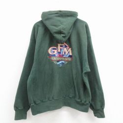 【50%OFF】チャンピオン 00s リバースウィーブパーカー GFM刺繍 グリーン XL | 古着