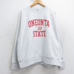 XL★古着 長袖 チャンピオン Champion リバースウィーブ メンズ オニオンタ 大きいサイズ クルーネック 薄グレー 霜降り 25dec10