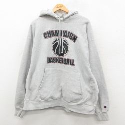 XL★古着 長袖 チャンピオン Champion リバースウィーブ パーカー メンズ 00年代 00s バスケットボール 大きいサイズ 薄グレー 霜降り 26jan29