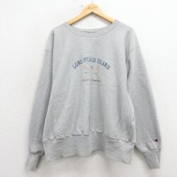 XL★古着 長袖 チャンピオン Champion リバースウィーブ メンズ 00年代 00s ロングビーチ クルーネック グレー 霜降り【spe】 26mar03