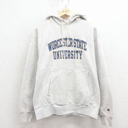 【20%OFF】チャンピオン 00s リバースウィーブパーカー WORCESTER グレー L | 古着