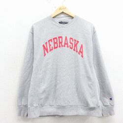 L★古着 長袖 チャンピオン Champion リバースウィーブ メンズ 00年代 00s ネブラスカ クルーネック グレー【spe】 26mar03