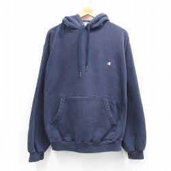 【20%OFF】チャンピオン 00s リバースウィーブパーカー ワンポイントロゴ ネイビー XL | 古着