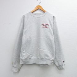 XL★古着 長袖 チャンピオン Champion リバースウィーブ メンズ LIFE FLIGHT ヘリコプター クルーネック 薄グレー 霜降り 26mar19