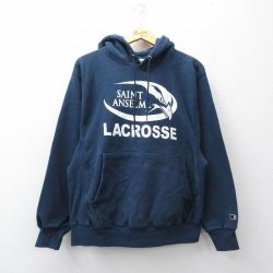 L★古着 長袖 チャンピオン Champion リバースウィーブ パーカー メンズ 00年代 00s SAINT ANSELM 紺 26apr02