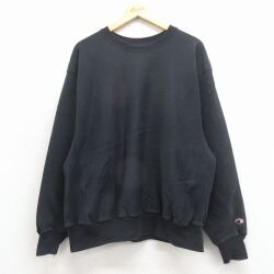 XL★古着 長袖 チャンピオン Champion リバースウィーブ メンズ 00年代 00s プレミアム クルーネック 黒 26apr17