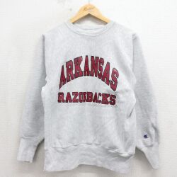 チャンピオン 90s リバースウィーブ長袖スウェット アーカンソーレイザーバックス グレー M | 古着
