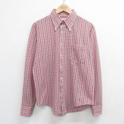 【50%OFF】XL★古着 バンヒューセン 長袖 シャツ メンズ 70年代 70s ボタンダウン 赤他 レッド チェック 24jan13 中古 トップス