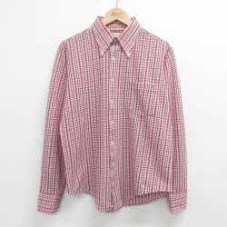 XL★古着 バンヒューセン 長袖 シャツ メンズ 70年代 70s ボタンダウン 赤他 レッド チェック 24jan13 中古 トップス