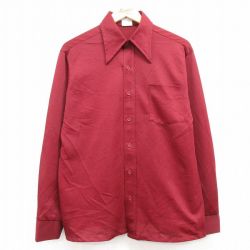 【50%OFF】L★古着 Kマート 長袖 シャツ メンズ 70年代 70s エンジ ストライプ 24feb21 中古 トップス