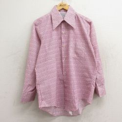 L★古着 長袖 シャツ 70年代 メンズ 70s 総柄 紫他 パープル 24jun04 中古 トップス