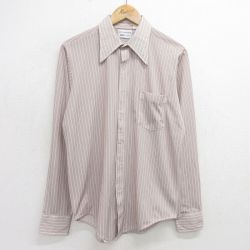 L★古着 バンヒューセン 長袖 シャツ メンズ 70年代 70s 茶系他 ブラウン ストライプ 24jun21 中古 トップス