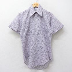 L★古着 半袖 シャツ メンズ 70年代 70s 総柄 紫他 パープル 24jun29 中古 トップス