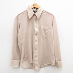 【50%OFF】M★古着 長袖 シャツ メンズ 70年代 70s ベージュ カーキ 24jul13 中古 トップス