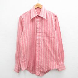 【50%OFF】M★古着 長袖 シャツ メンズ 70年代 70s 赤他 レッド 24aug28 中古 トップス