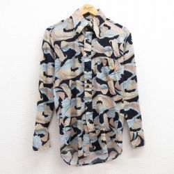 【20%OFF】S★古着 長袖 シャツ メンズ 70年代 70s 紺他 ネイビー 25feb21 中古 トップス