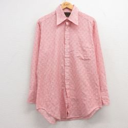 【20%OFF】L★古着 シアーズ 長袖 シャツ メンズ 70年代 70s 赤系 レッド 25feb21 中古 トップス