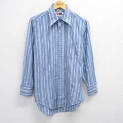 70s 長袖シャツ ネイビーストライプ M | 古着