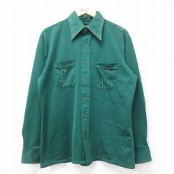 L★古着 長袖 シャツ メンズ 70年代 70s 緑 グリーン 25aug05 中古 トップス